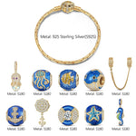 Sterling Silver Island Paradise Charms Bracelet Set With Enamel In 14K Gold Plated (Includes bracelet and all charms shown)