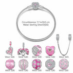 Sterling Silver Barbie Island Charms Bracelet Set With Enamel In White Gold Plated