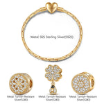 Sterling Silver Encounters Charms Bracelet Set In 14K Gold Plated (Includes bracelet and all charms shown)