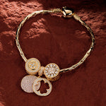 Sterling Silver Tango Charms Bracelet Set In 14K Gold Plated (Includes bracelet and all charms shown)