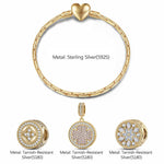 Sterling Silver Tango Charms Bracelet Set In 14K Gold Plated (Includes bracelet and all charms shown)