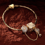 Sterling Silver Magic of Love Charms Bracelet Set In 14K Gold Plated (Includes bracelet and all charms shown)