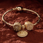 Sterling Silver Fragrant Honey Charms Bracelet Set In 14K Gold Plated (Includes bracelet and all charms shown)