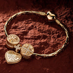 Sterling Silver All Year Round Charms Bracelet Set In 14K Gold Plated (Includes bracelet and all charms shown)
