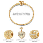 Sterling Silver All Year Round Charms Bracelet Set In 14K Gold Plated