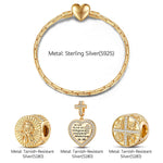 Sterling Silver All Year Round Charms Bracelet Set In 14K Gold Plated (Includes bracelet and all charms shown)