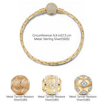 Sterling Silver Golden Good Fortune Charms Bracelet Set With Enamel In 14K Gold Plated