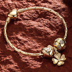 Sterling Silver Lucky Clover Charms Bracelet Set In 14K Gold Plated (Includes bracelet and all charms shown)
