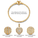 Sterling Silver Year of Love Charms Bracelet Set In 14K Gold Plated