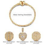 Sterling Silver Year of Love Charms Bracelet Set In 14K Gold Plated (Includes bracelet and all charms shown)