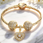 Sterling Silver Year of Love Charms Bracelet Set In 14K Gold Plated (Includes bracelet and all charms shown)