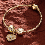Sterling Silver Love At First Sight Charms Bracelet Set In 14K Gold Plated (Includes bracelet and all charms shown)