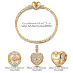 Sterling Silver Love At First Sight Charms Bracelet Set In 14K Gold Plated