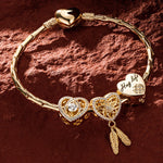 Sterling Silver The Lucky Rose Charms Bracelet Set In 14K Gold Plated (Includes bracelet and all charms shown)