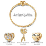 Sterling Silver The Lucky Rose Charms Bracelet Set In 14K Gold Plated