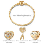 Sterling Silver The Lucky Rose Charms Bracelet Set In 14K Gold Plated (Includes bracelet and all charms shown)