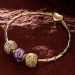Sterling Silver Dancing In The Dusk Charms Bracelet Set With Enamel In 14K Gold Plated (Includes bracelet and all charms shown)