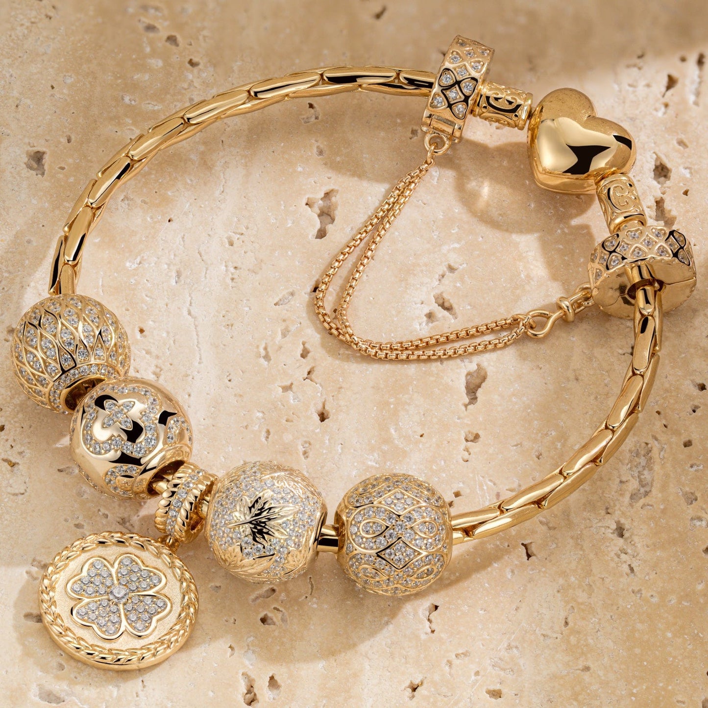 [??As @svetlana_rusan's Pick] Sterling Silver Autumn Impressions Charms Bracelet Set In 14K Gold Plated