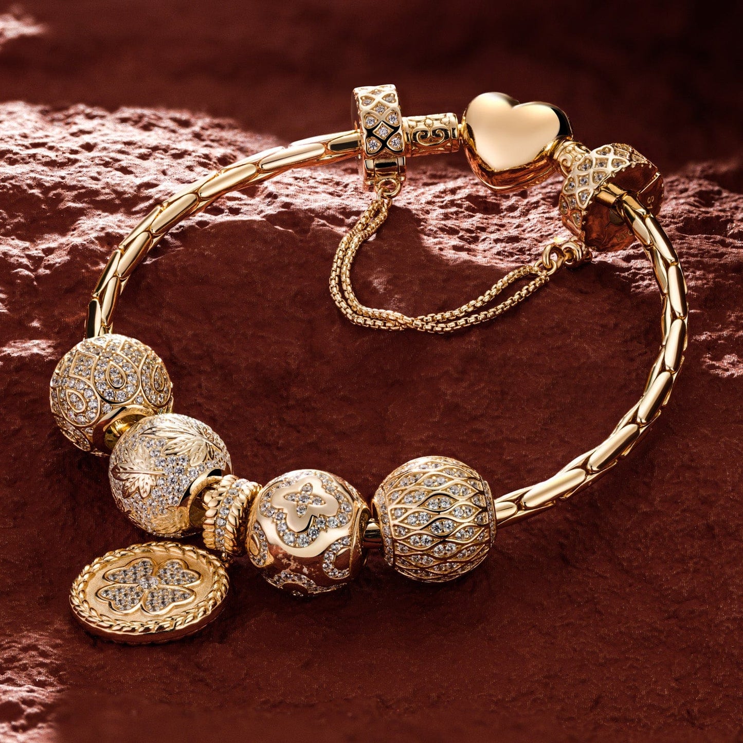 [💥As @svetlana_rusan's Pick] Sterling Silver Autumn Impressions Charms Bracelet Set In 14K Gold Plated (Includes bracelet and all charms shown)