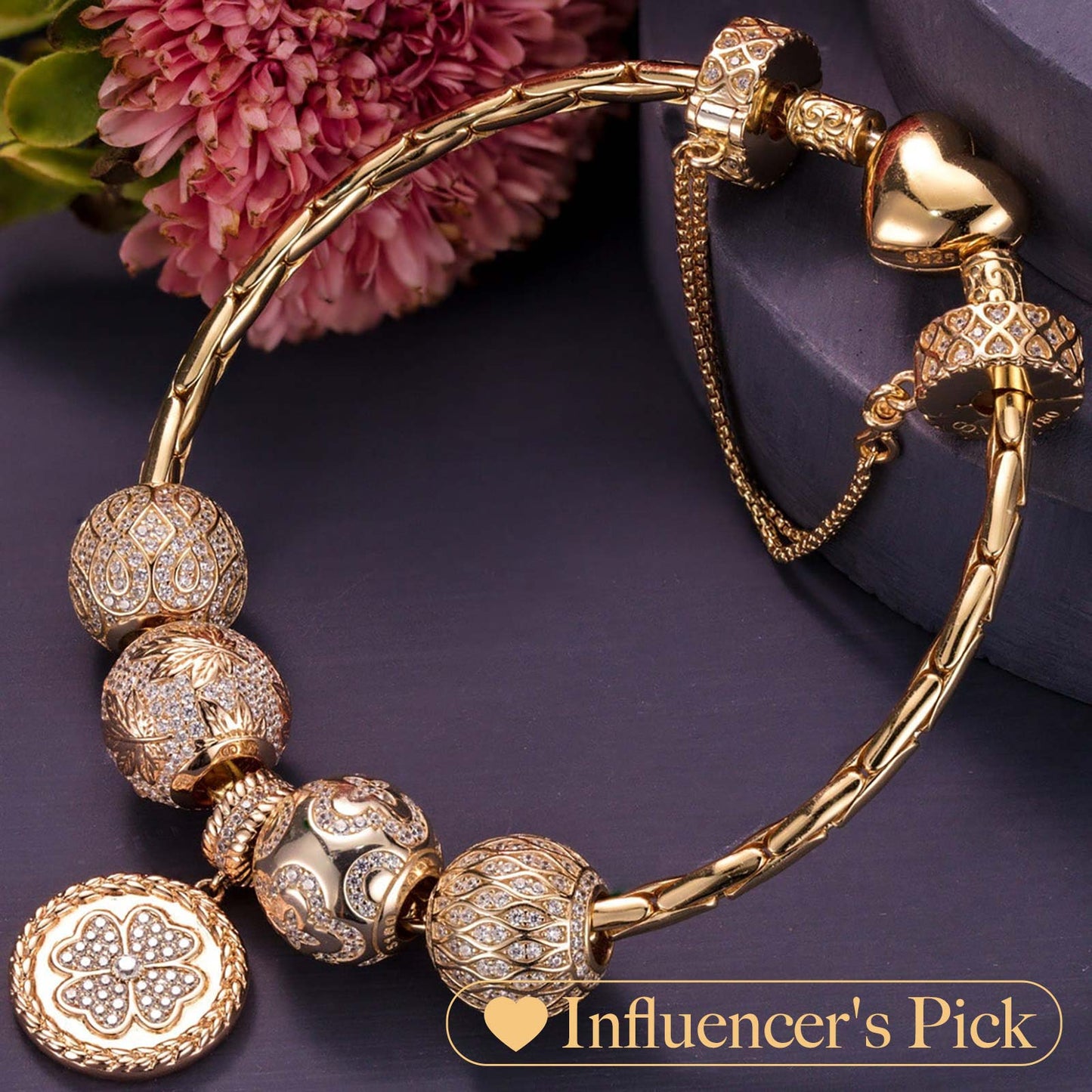 [??As @svetlana_rusan's Pick] Sterling Silver Autumn Impressions Charms Bracelet Set In 14K Gold Plated