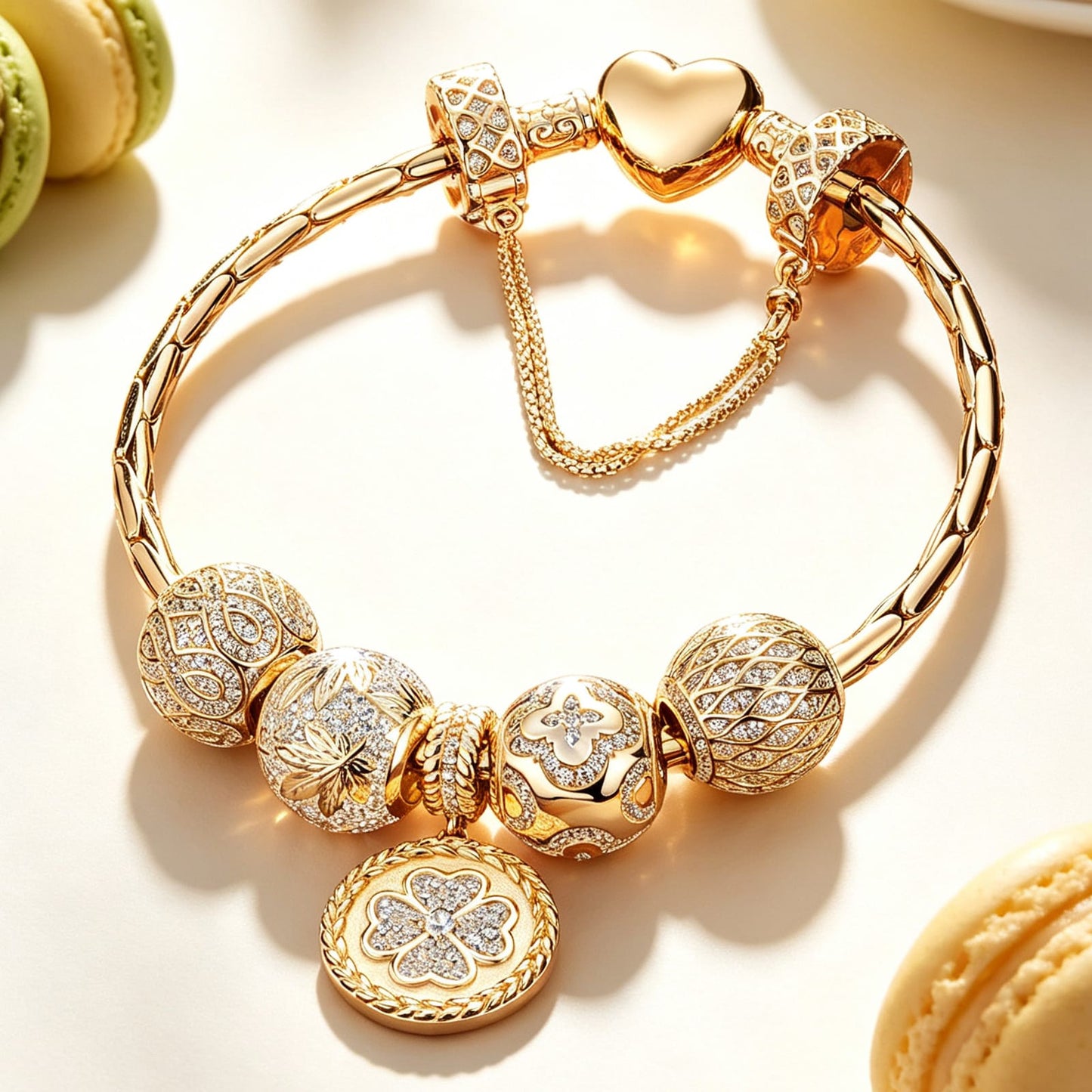 [💥As @svetlana_rusan's Pick] Sterling Silver Autumn Impressions Charms Bracelet Set In 14K Gold Plated (Includes bracelet and all charms shown)
