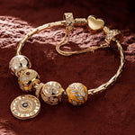 Sterling Silver Harvest Charms Bracelet Set With Enamel In 14K Gold Plated (Includes bracelet and all charms shown)