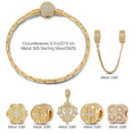 Sterling Silver The Queen's Garden Charms Bracelet Set In 14K Gold Plated