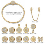 Sterling Silver The Garden Adventure Charms Bracelet Set With Enamel In 14K Gold Plated