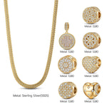 Sterling Silver Crystal Loves Necklace Set With Enamel In 14K Gold Plated