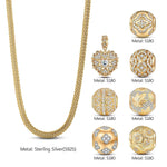 Sterling Silver Autumn Garden Necklace Set With Enamel In 14K Gold Plated