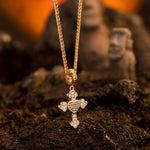 Sterling Silver Cross Of Faith Necklace Set In 14K Gold Plated