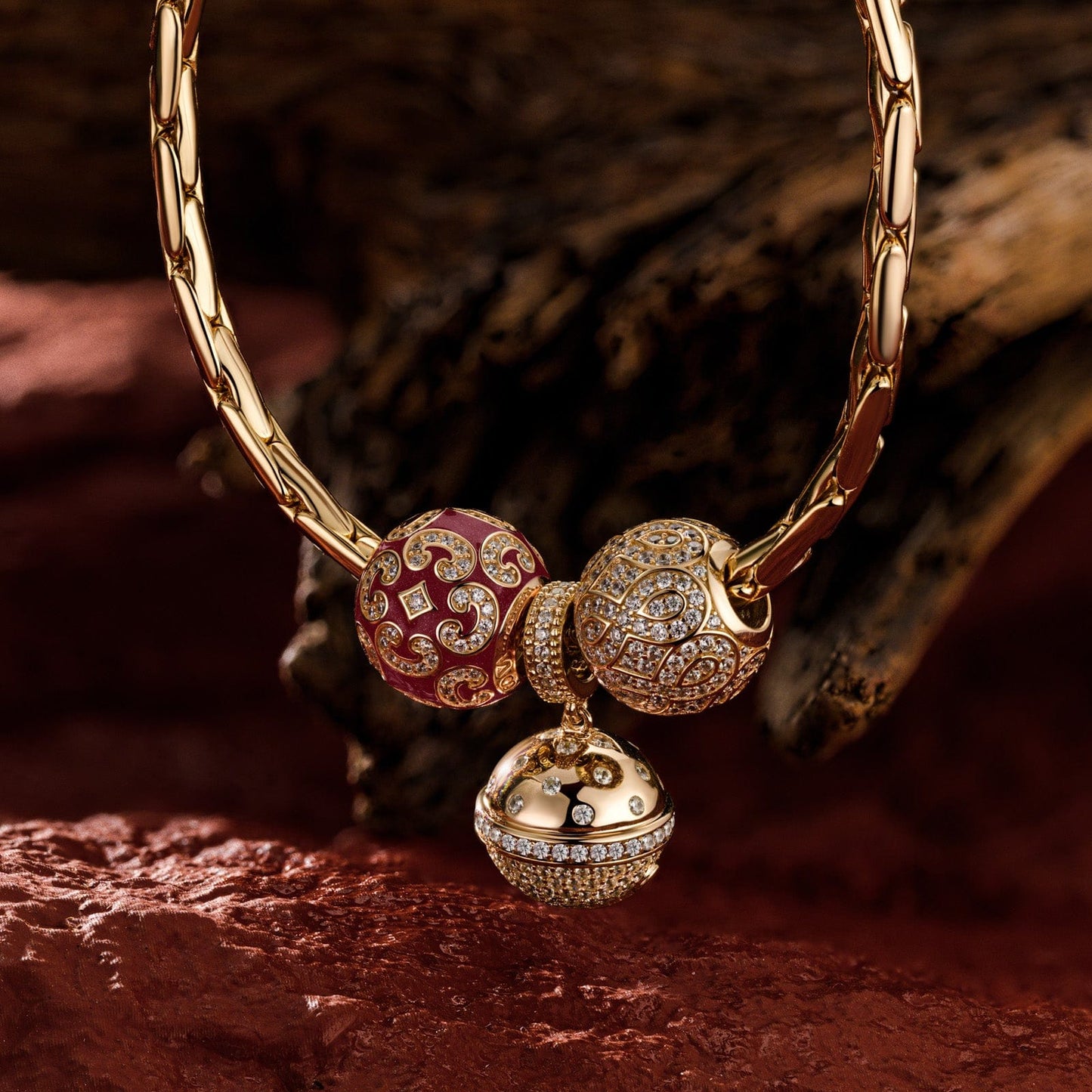 Sterling Silver Lively Ball Charms Bracelet Set With Enamel In 14K Gold Plated (Includes bracelet and all charms shown)