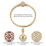 Sterling Silver Lively Ball Charms Bracelet Set With Enamel In 14K Gold Plated