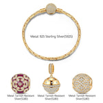 Sterling Silver Lively Ball Charms Bracelet Set With Enamel In 14K Gold Plated (Includes bracelet and all charms shown)