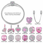 Sterling Silver Barbie Land Charms Bracelet Set With Enamel In White Gold Plated