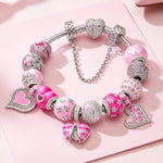 Sterling Silver Barbie Land Charms Bracelet Set With Enamel In White Gold Plated (Includes bracelet and all charms shown)