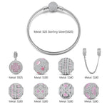 Sterling Silver Lucky Day Charms Bracelet Set In White Gold Plated (Includes bracelet and all charms shown)