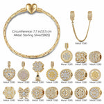 Sterling Silver Versailles Gardens Charms Bracelet Set With Enamel In 14K Gold Plated
