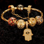 Flash Sale: Sterling Silver Enigmatic Easter Charms Bracelet Set With Enamel In 14K Gold Plated (Includes bracelet and all charms shown)