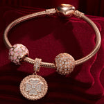 Sterling Silver Passionate Petals Charms Bracelet Set With Enamel In Rose Gold Plated