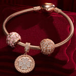 Sterling Silver Passionate Petals Charms Bracelet Set With Enamel In Rose Gold Plated (Includes bracelet and all charms shown)