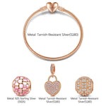 Sterling Silver Passionate Petals Charms Bracelet Set With Enamel In Rose Gold Plated (Includes bracelet and all charms shown)
