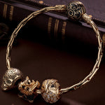 Sterling Silver the Evil Castle Charms Bracelet Set With Enamel In 14K Gold Plated (Includes bracelet and all charms shown)