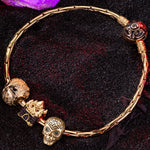 Sterling Silver the Evil Castle Charms Bracelet Set With Enamel In 14K Gold Plated (Includes bracelet and all charms shown)