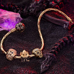 Sterling Silver the Evil Castle Charms Bracelet Set With Enamel In 14K Gold Plated
