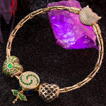 Sterling Silver Candy Trap Charms Bracelet Set With Enamel In 14K Gold Plated (Includes bracelet and all charms shown)