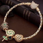 Sterling Silver Candy Trap Charms Bracelet Set With Enamel In 14K Gold Plated (Includes bracelet and all charms shown)