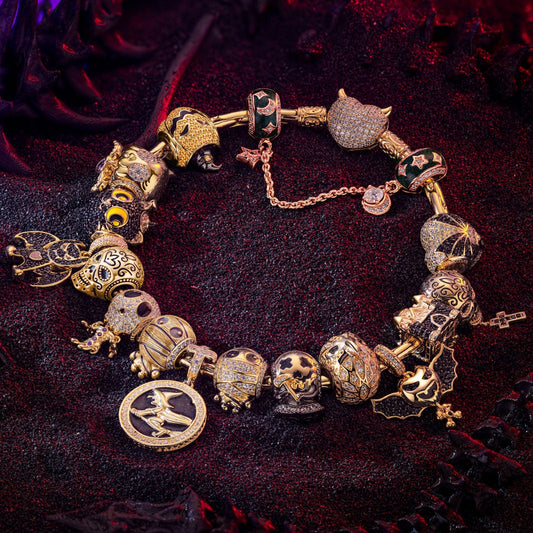 gon- Sterling Silver The Lost Ghostdom Charms Bracelet Set With Enamel In 14K Gold Plated
