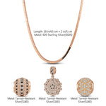 Sterling Silver Infinite Interstellar Box Chain Charms Necklace Set With Enamel In Rose Gold Plated
