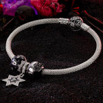 Sterling Silver Conflict and Balance XL Size Charms Bracelet Set With Enamel In Silver Plated For Men